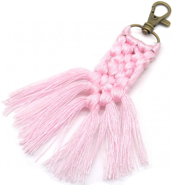 F-C9.1 KY042-030 Keychain Woven Rope 11cm Pink