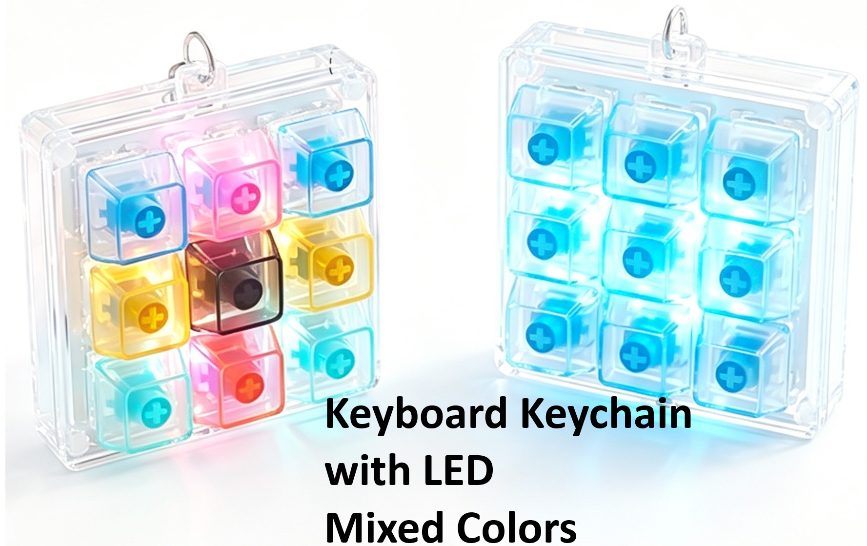 T-N7.2 KY2611-004A Keyboard Keychain ASMR With LED - 1pc Mixed Colors