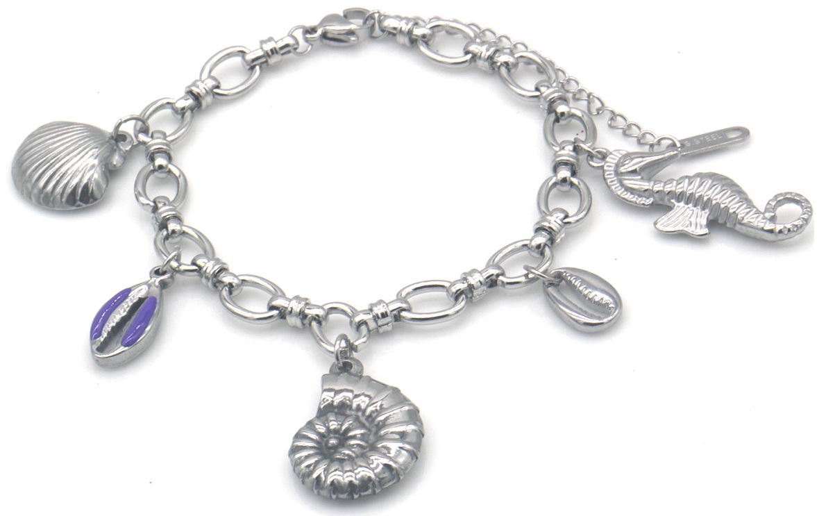F-E19.3  B2567-087S S. Steel Bracelet Shell 16-21cm