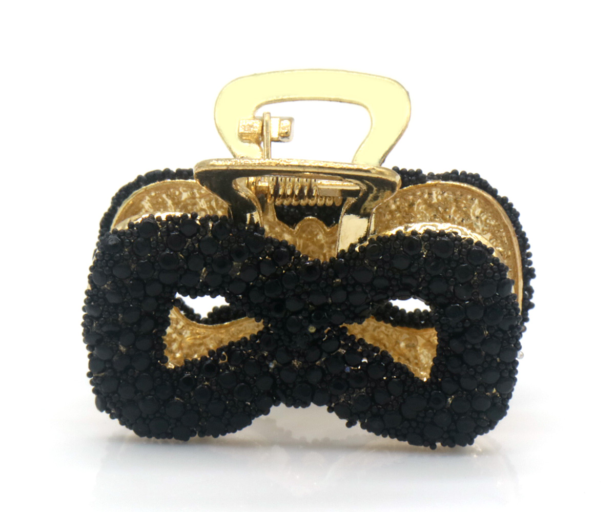 I-F7.1 H1039-017G Hair Claw Crystals Black Infinity 4.5cm