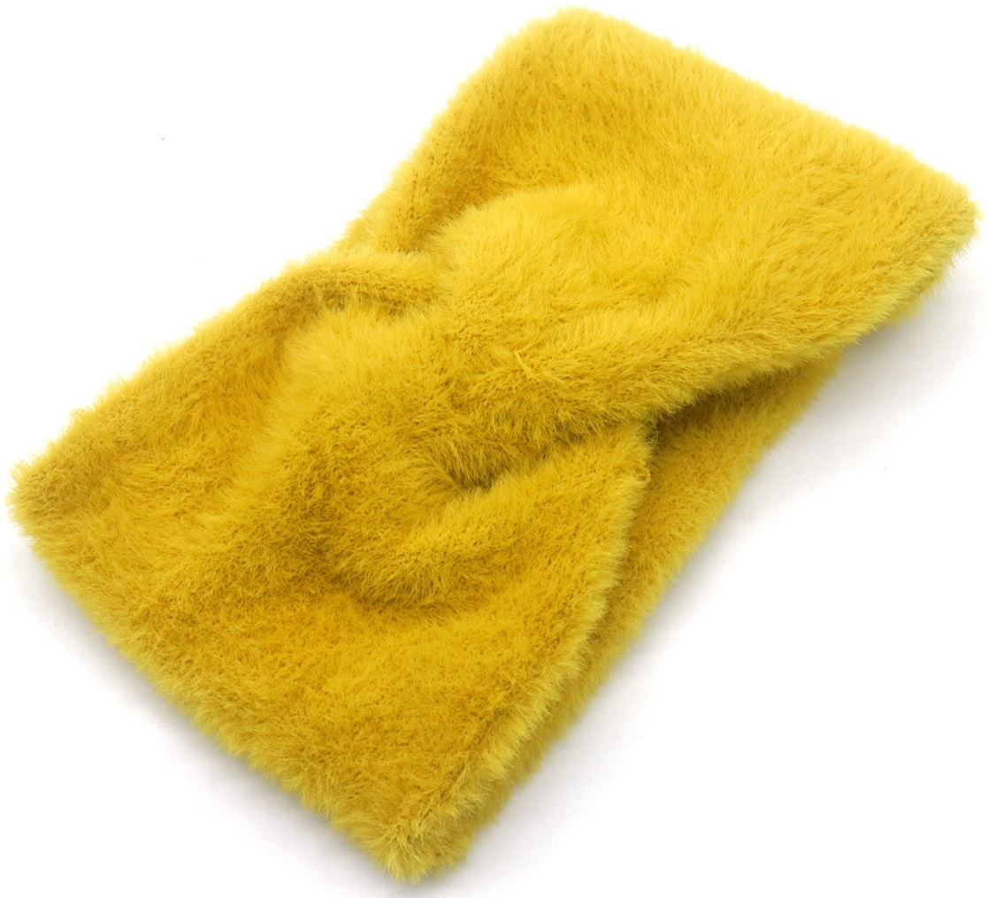 Q-O6.2 H071-027-7 Fluffy Winter Headband Ocher Yellow