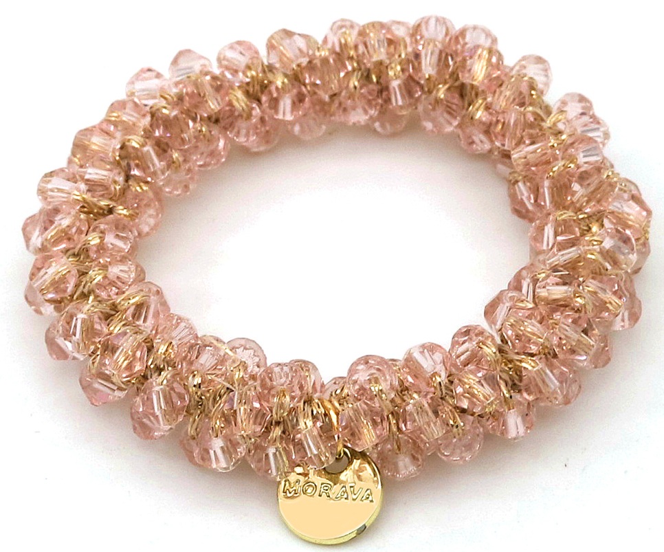 H-C21.3 H1128-001-3 Hair Elastic Glass Beads Pink