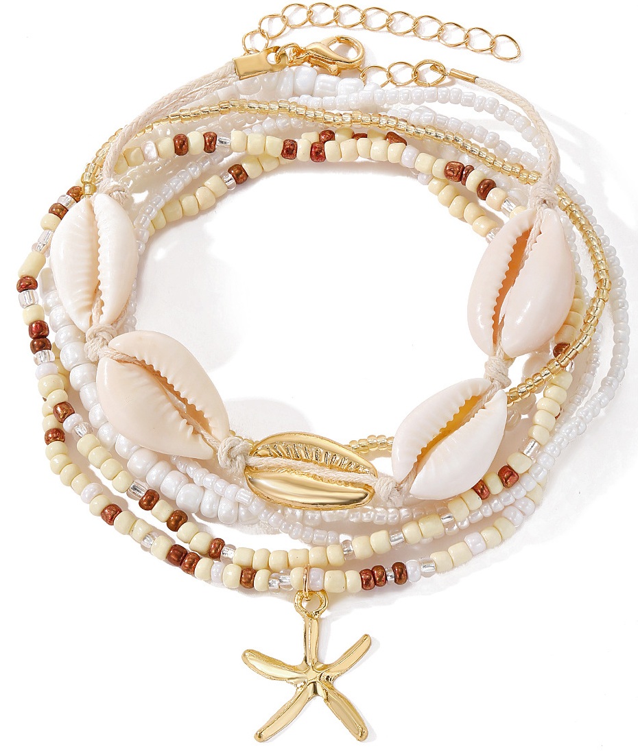 G-C20.1 ANK2620-051-8 Anklet Set 6pcs - Beige