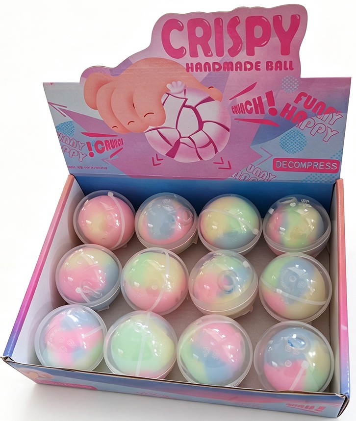 Q-D4.2 TOY2636-003 Wax Cracking Squishy Ball 5.5cm - 12pcs Rainbow