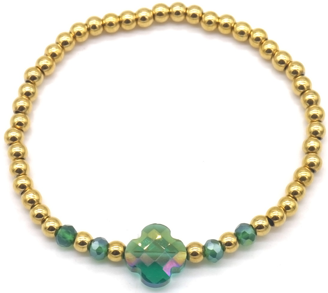 E-C17.3 B100-002-2 S. Steel Bracelet Glassbeads