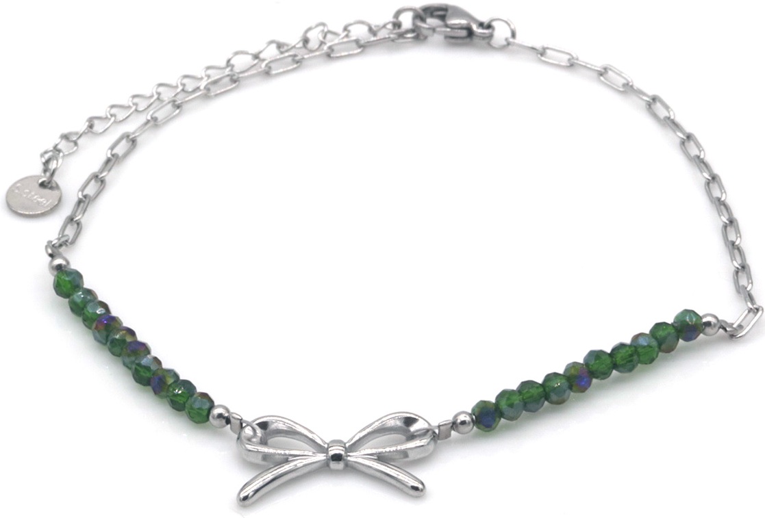 F-A17.3  ANK1036-007G S. Steel Anklet Bow