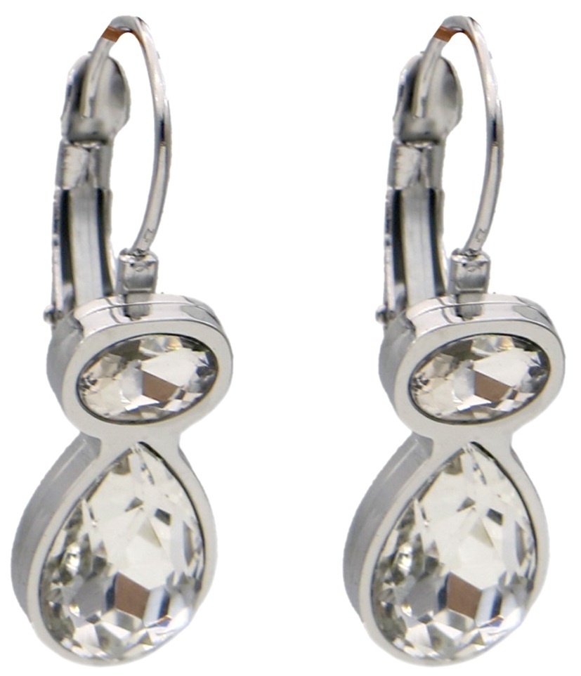H-D4.2 E25106-042S-5 S. Steel Earrings Crystals 2.5cm White