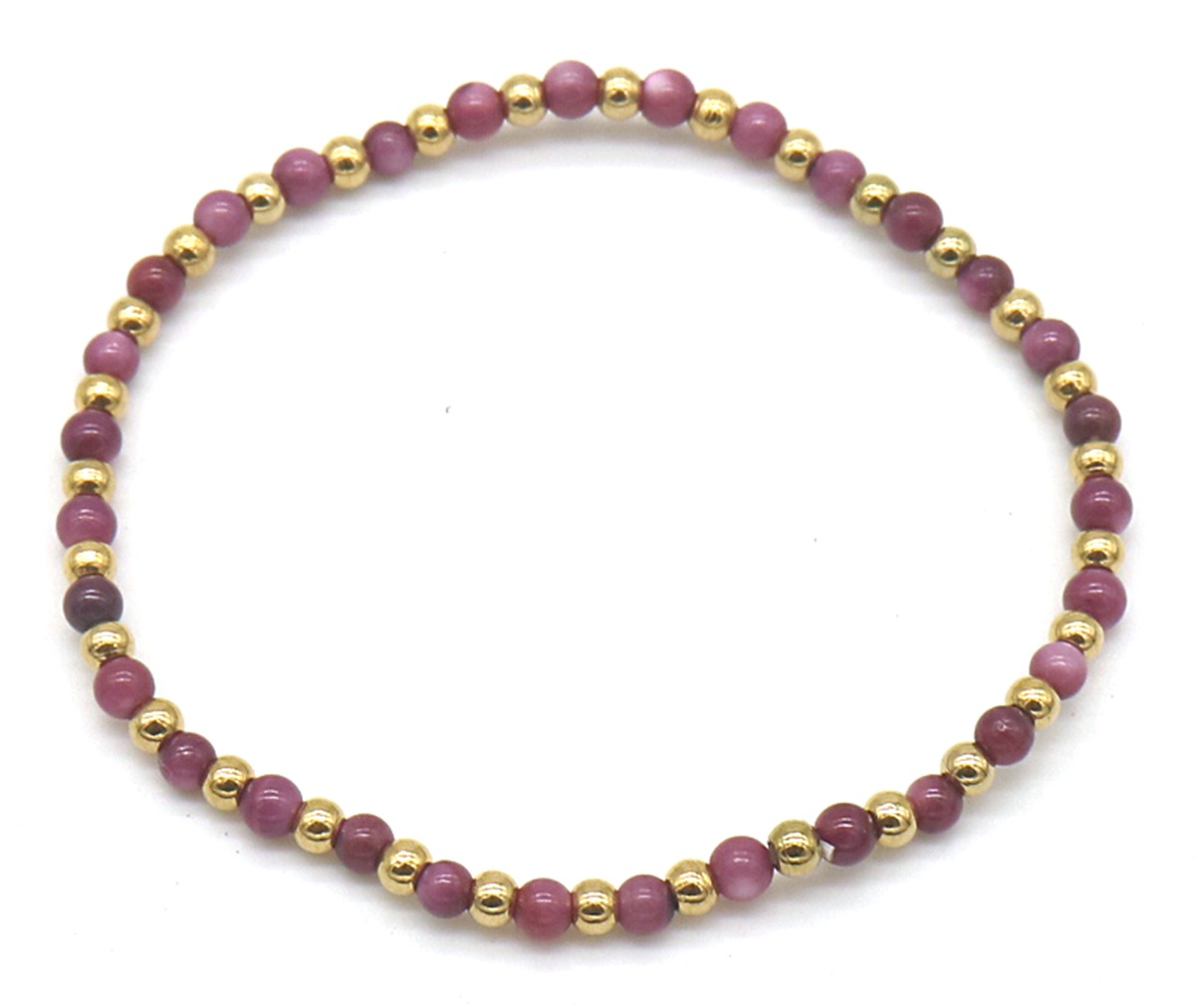 C-D16.2 B2142-005A S. Steel Elastic Bracelet Bauhinia Stone