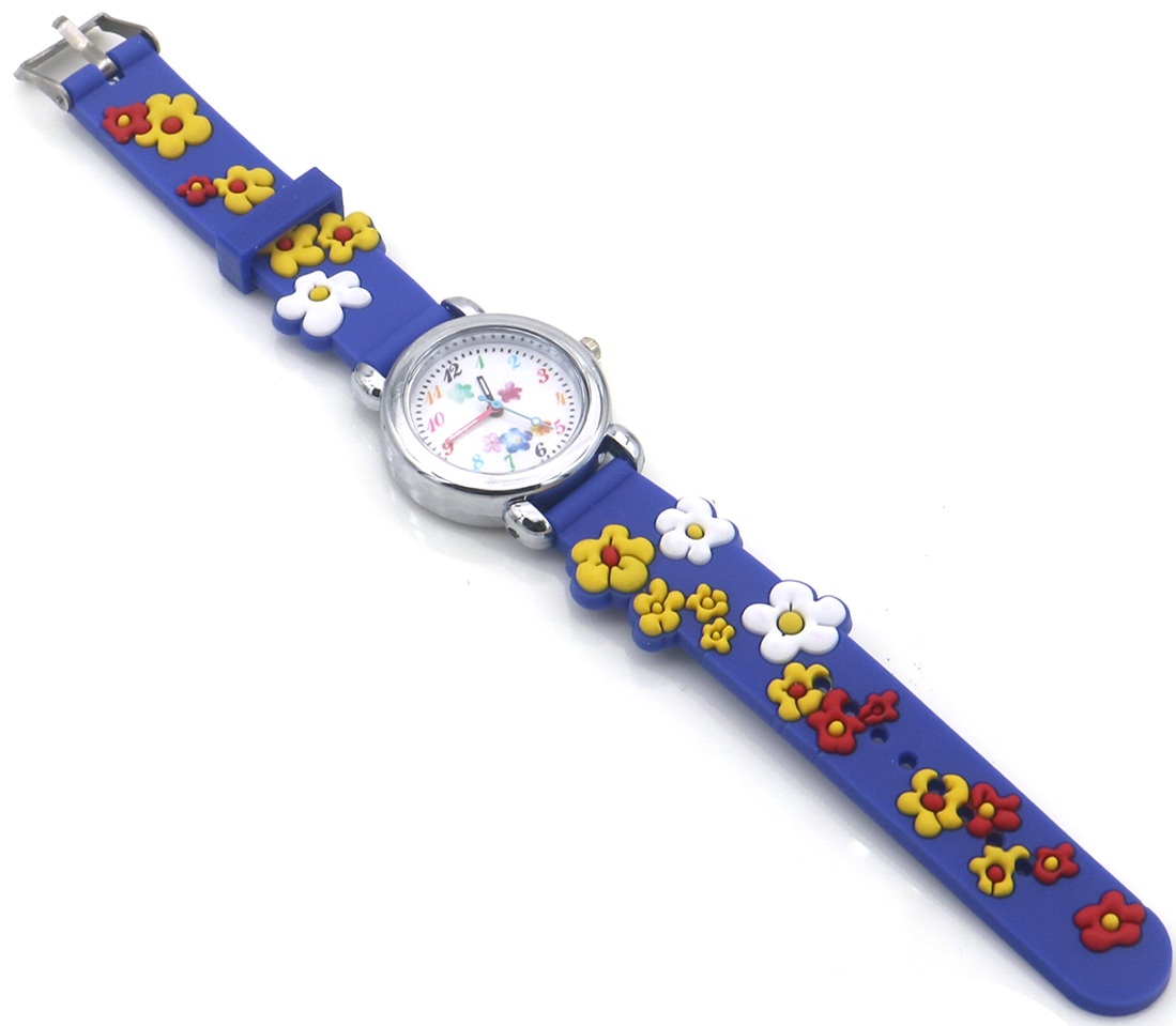 E-B7.5 W002-051-6 Quartz Watch for Kids - Flowers Blue