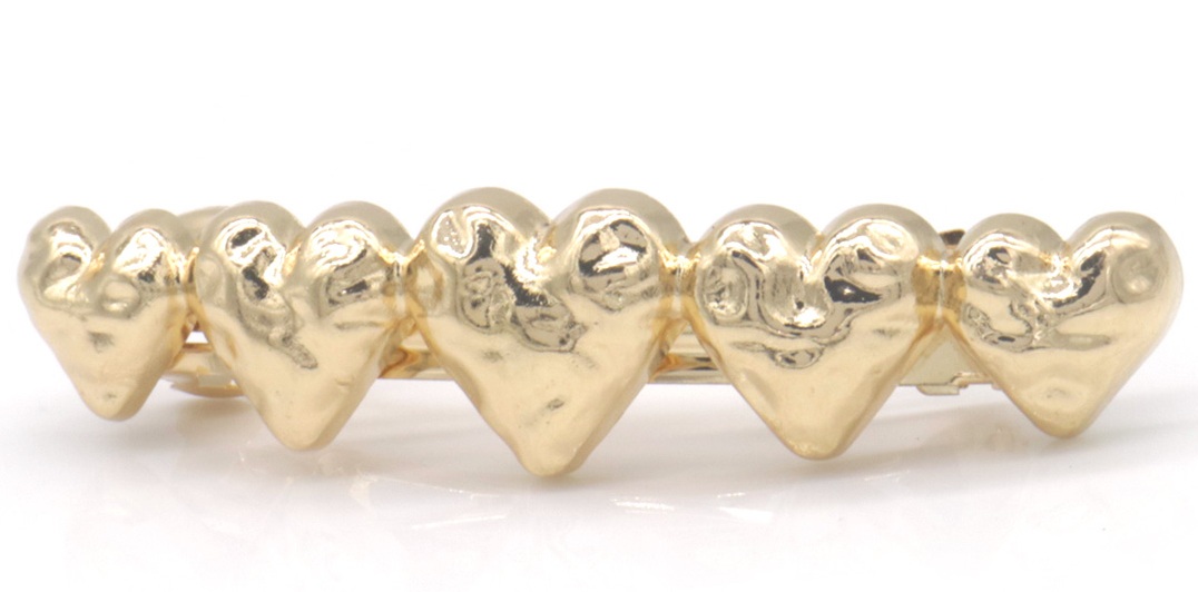 G-F14.2 H1039-010G Metal Hair Clip Hearts 8cm