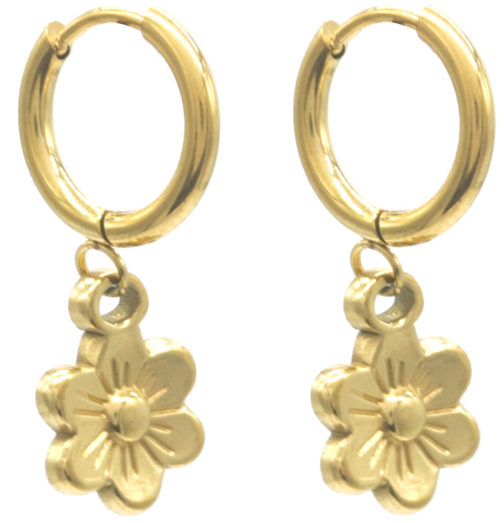 A-B17.4 E103-267G S. Steel Earrings Flower 3x1cm