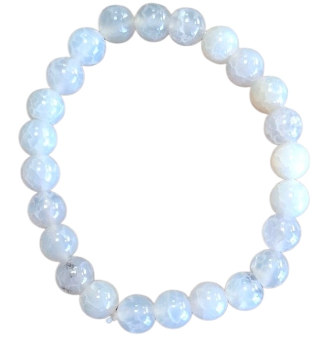 E-A4.1 B002-185 Stone Bracelet 8mm White Dragon Stone - 19cm
