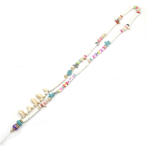 D-E12.1 PC536-019A Phone Cord Necklace 80cm White