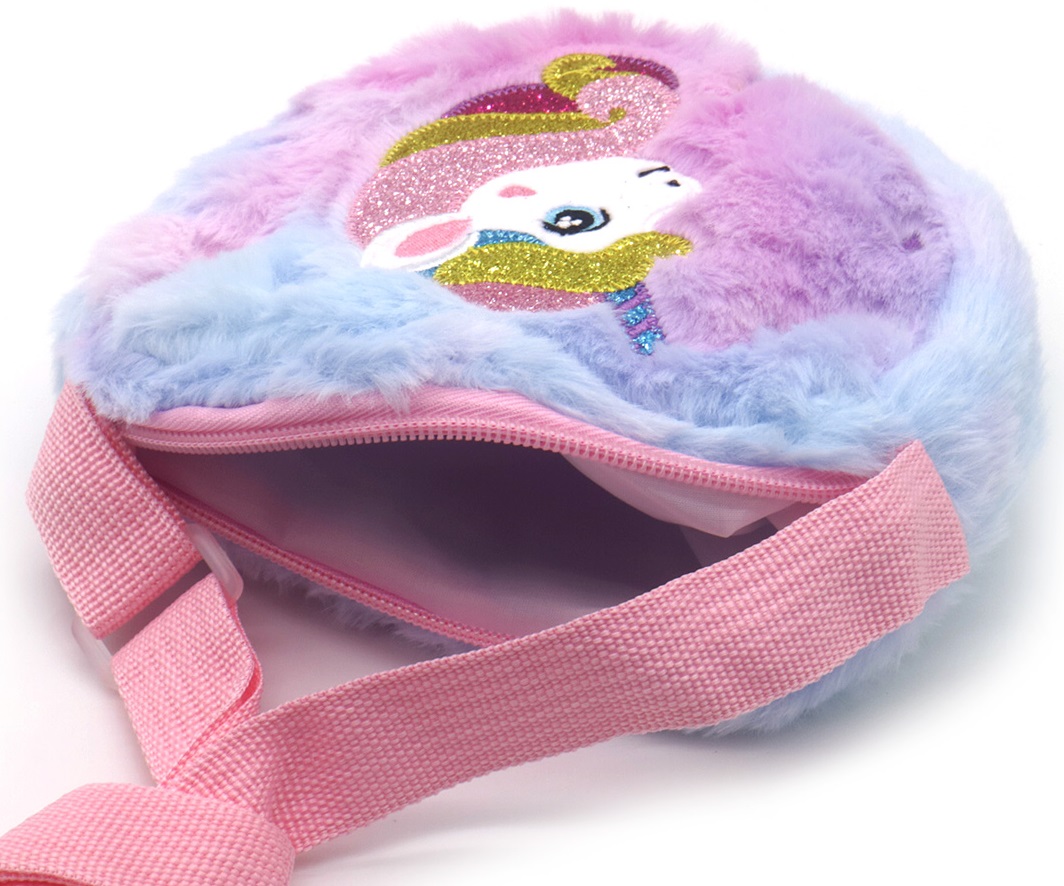 Q-N7.1  BAG2403-052-2 Fluffy Bag Unicorn 19x15cm for Kids