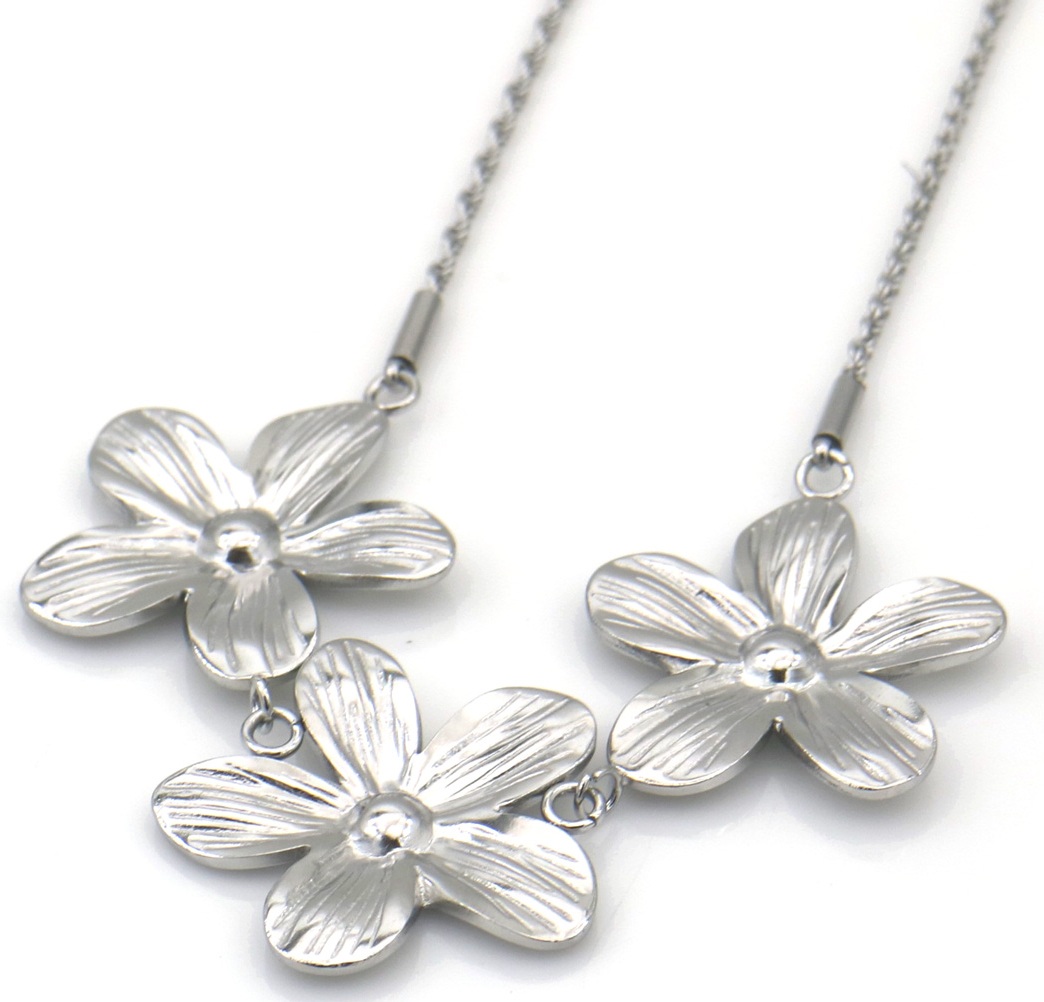 H-F4.4 N25106-080S S. Steel Necklace Flowers 40-45cm