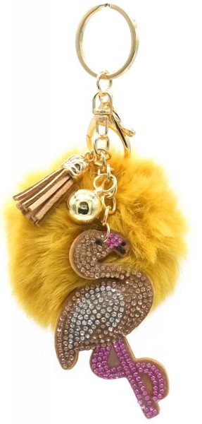 S-H8.1 KY39-023 Keychain Fluffy Flamingo 9cm Brown