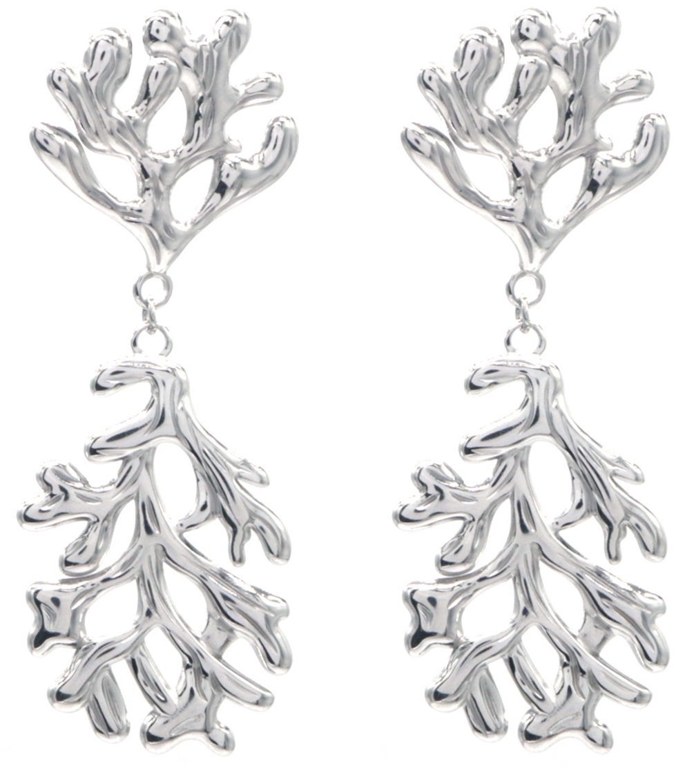 H-A5.2 E2567-017S S. Steel Earrings Coral 6x2.5cm