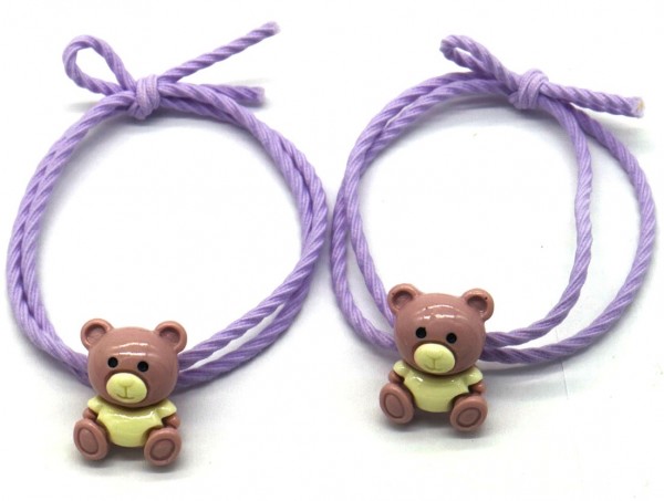 I-A6.1  H717-003 Hair Elastics Bear 2pcs Purple I-A6.1  H717-003 Hair Elastics Bear 2pcs Purple