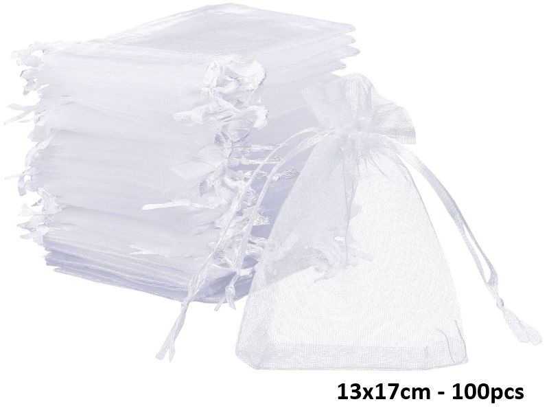 T-J8.1 PK1032-009 Organza Bag 13x17cm White - 100pcs