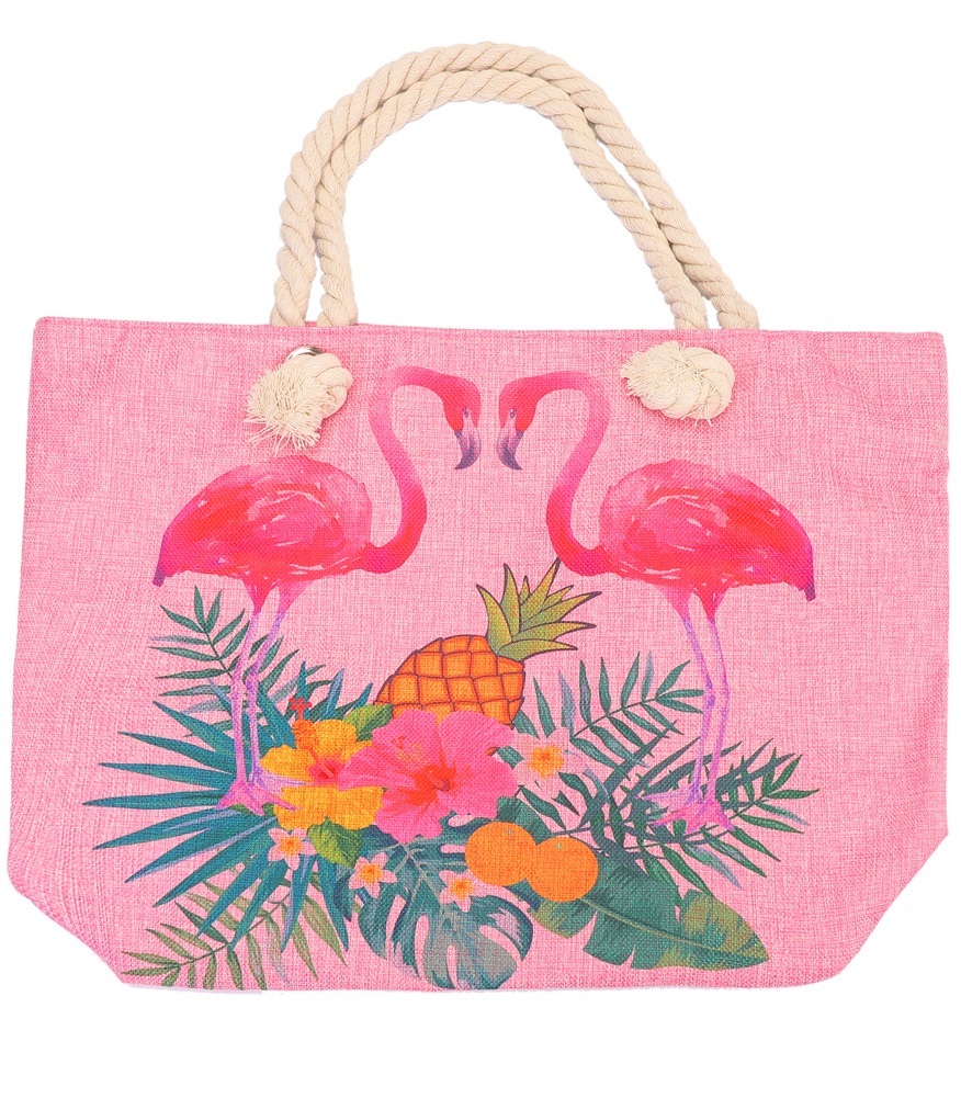 T-P3.1 BAG213-002A Beach Bag Flamingos 50x35cm