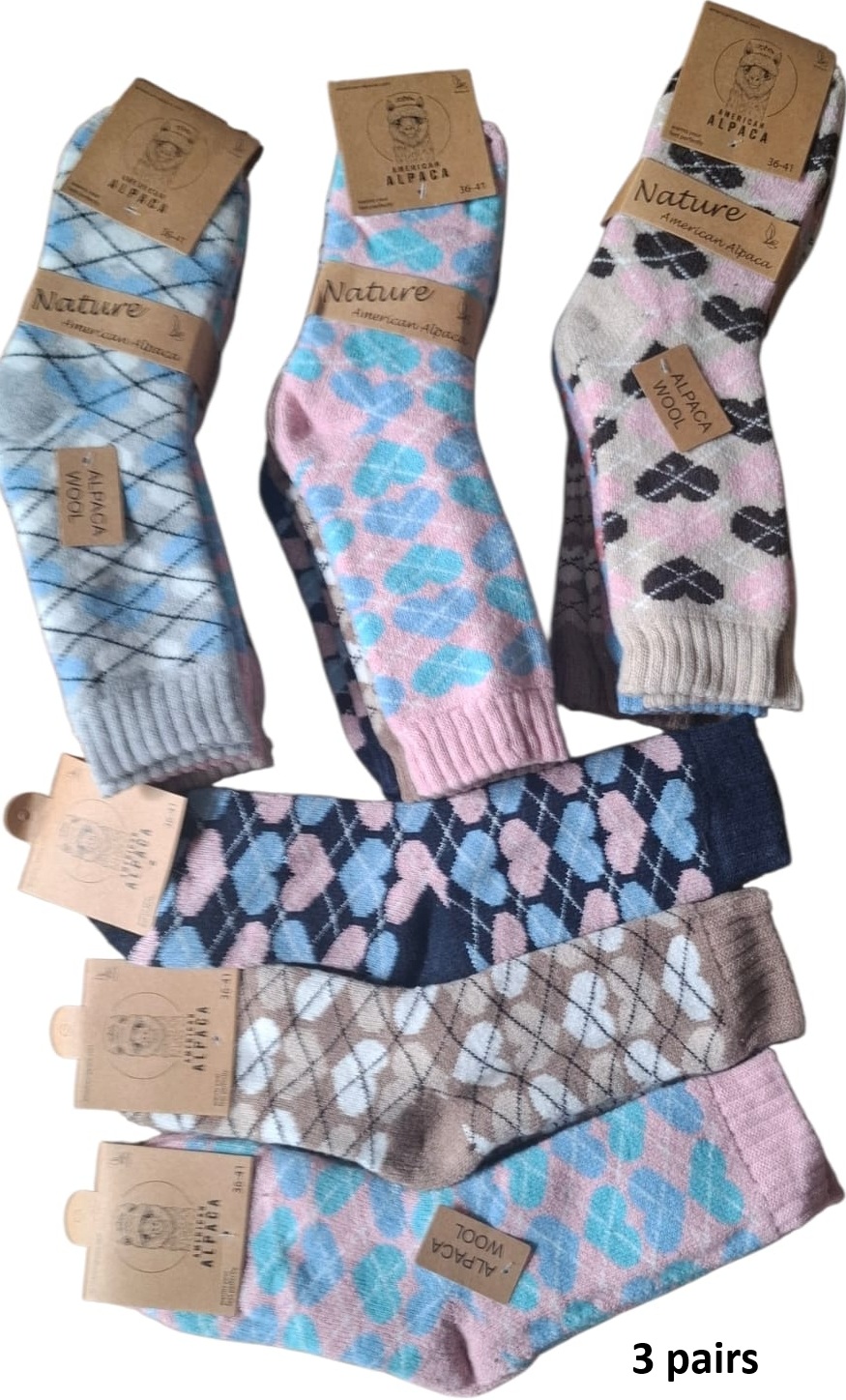 Y-F5.5 JN26-8312 Woolen Socks Size 36-41  Mixed Colors  - 3-Pack