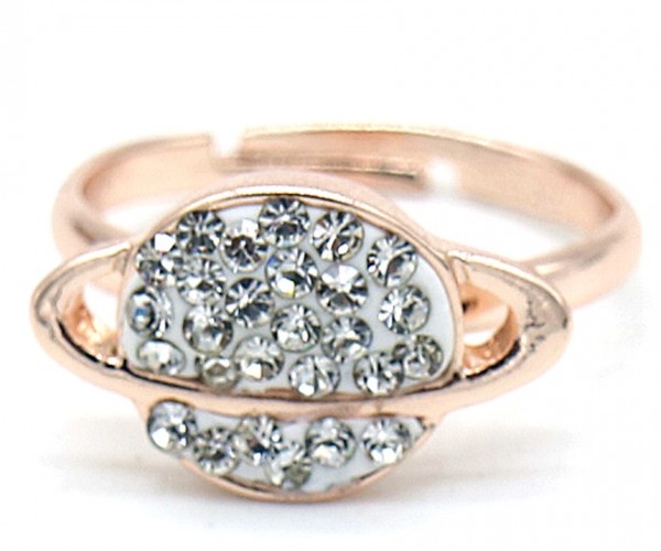 G-D6.1  R532-006R Adjustable Ring Planet with Crystals Rose 