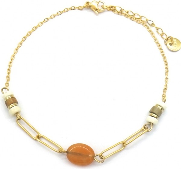 D-F18.4 ANK626-003 S. Steel Anklet Brown