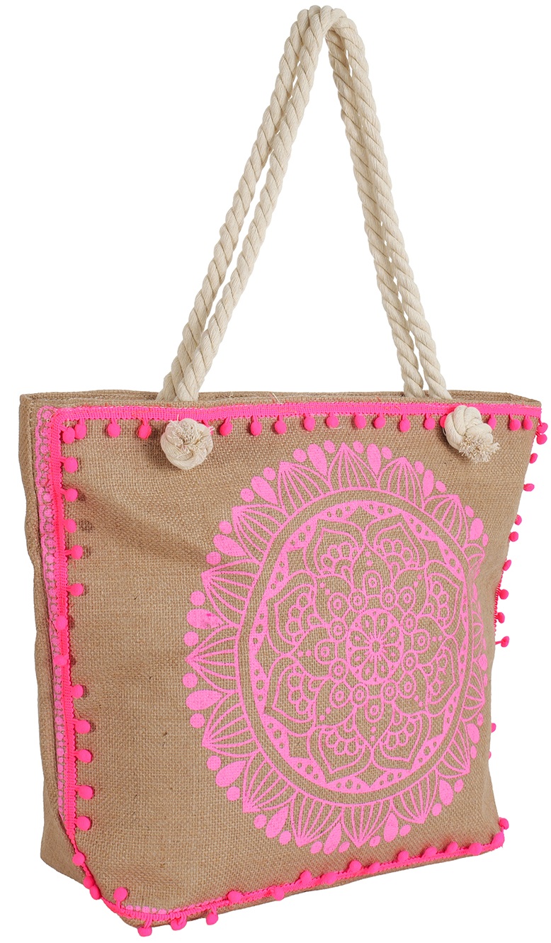 R-D3.1 BAG1111-002-1 Beach Bag with Tassels 50x38x16cm Pink