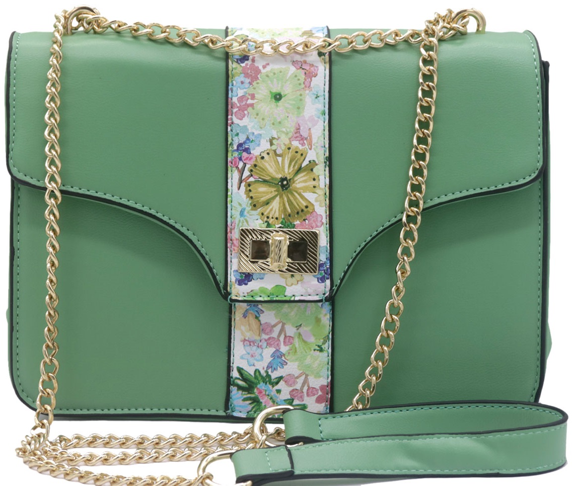 R-H3.1  BAG604-002A PU Bag Flowers Pink 26x20x10cm