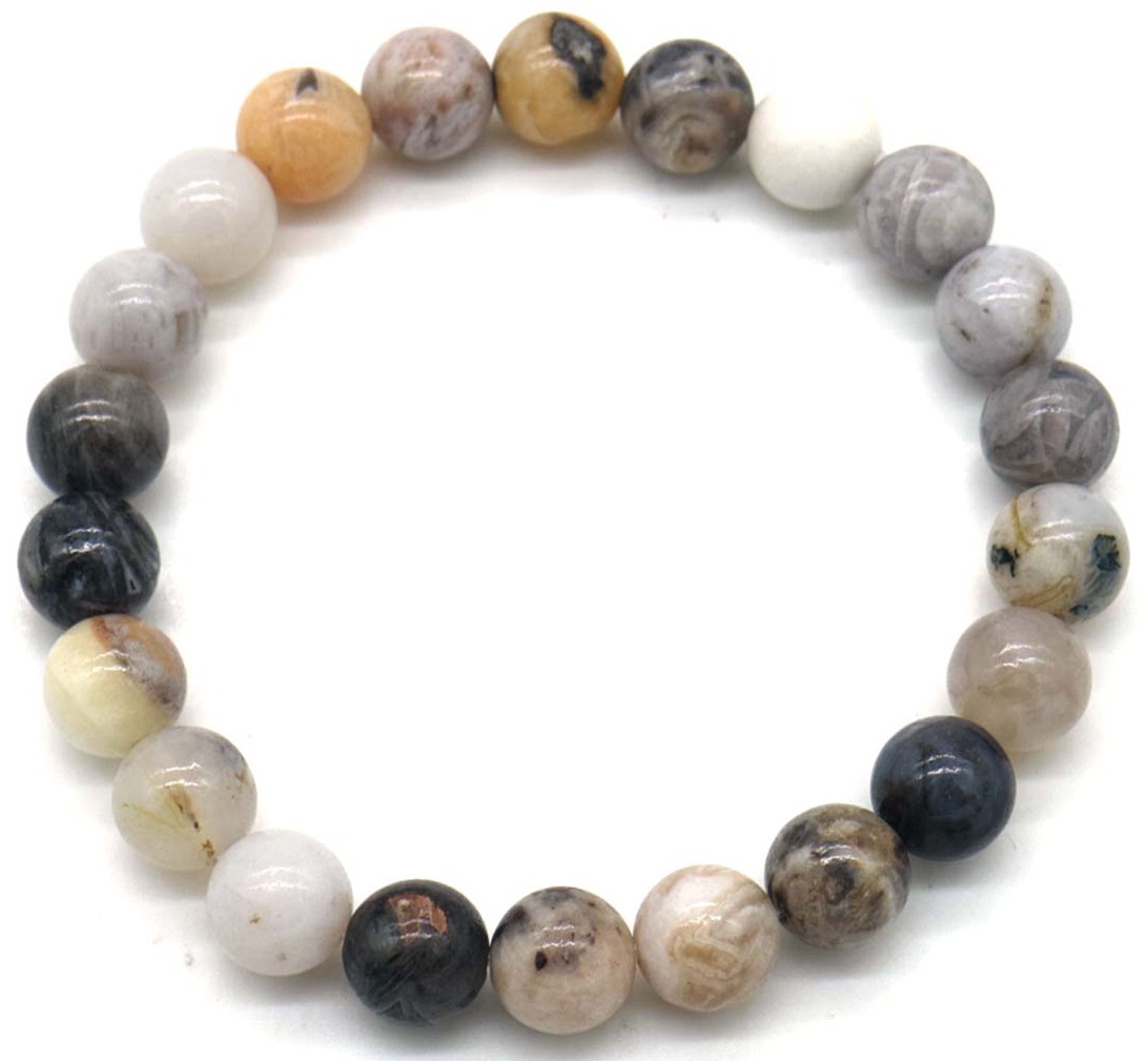H-C16.3  B001-037 Stone Bracelet 8mm - Bamboo Stone - 19cm