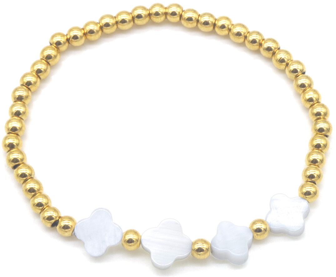 J-E6.3 B100-032 S. Steel Bracelet Clovers