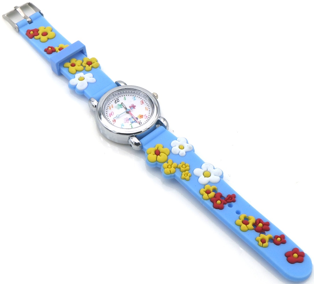 E-B4.3 W002-051-2 Quartz Watch for Kids - Flowers Blue