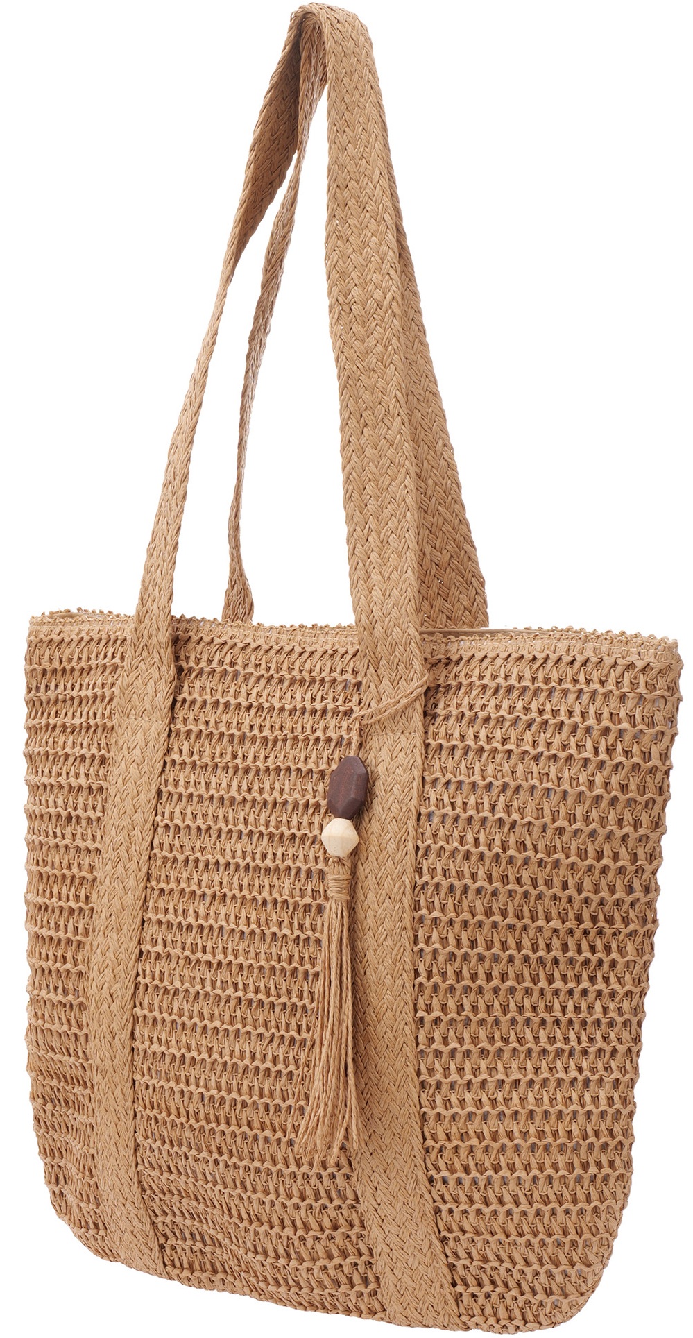 Q-H8.1 BAG1114-001-3 Beach Bag with Tassel 42x39cm Brown
