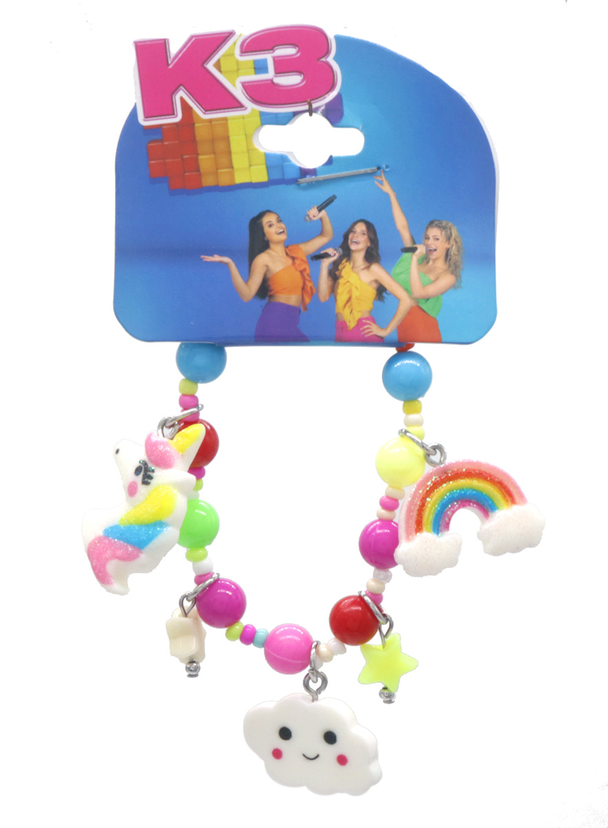 D-D14.2 K3-ZSB029 Bijoux Armband Multi Color met 3 Bedels