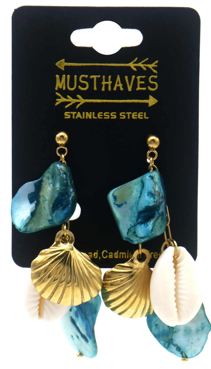 J-E7.2 E074-100G S. Steel Earrings Shells 6cm