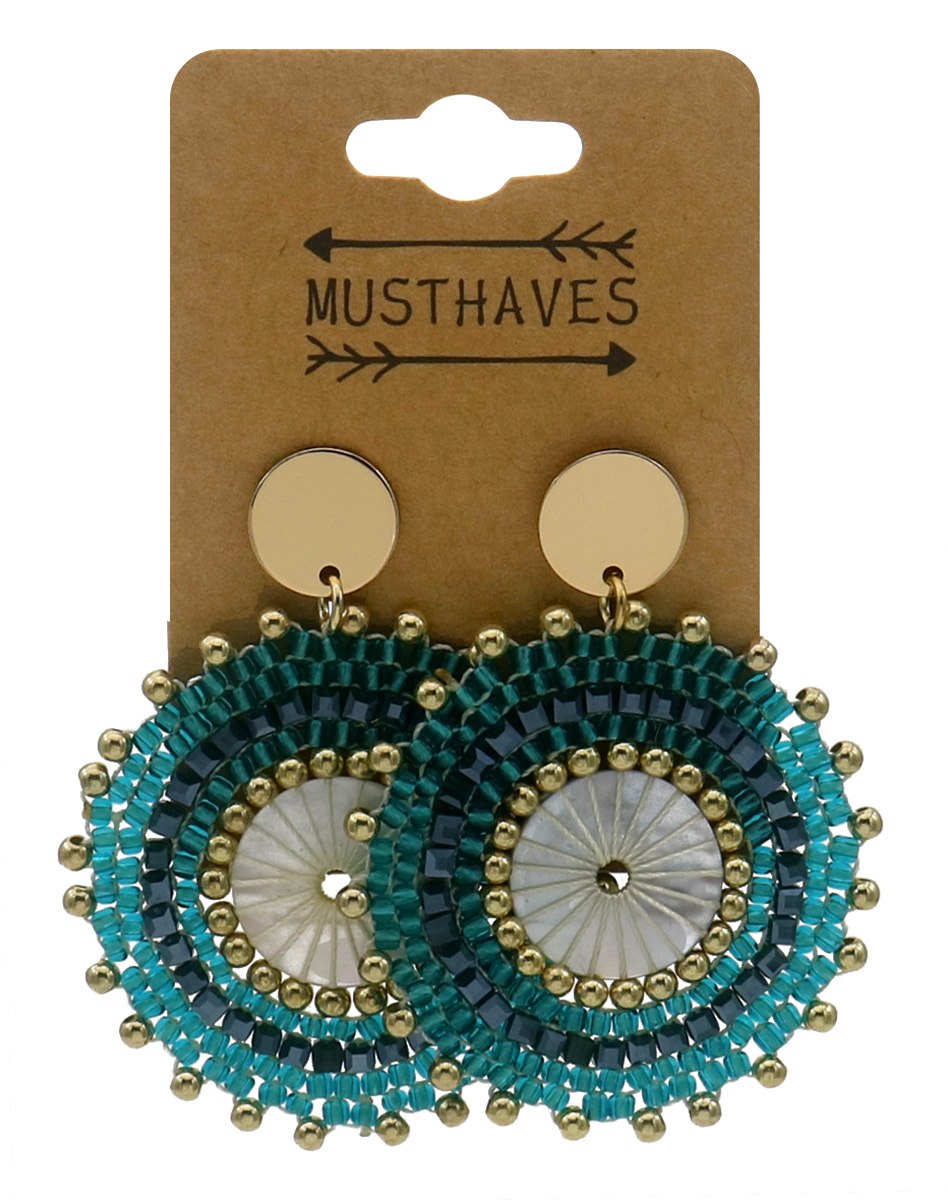 F-D4.3 E2591-133-1 Fashion Earrings Glassbeads 5.5x4.5cm  Blue