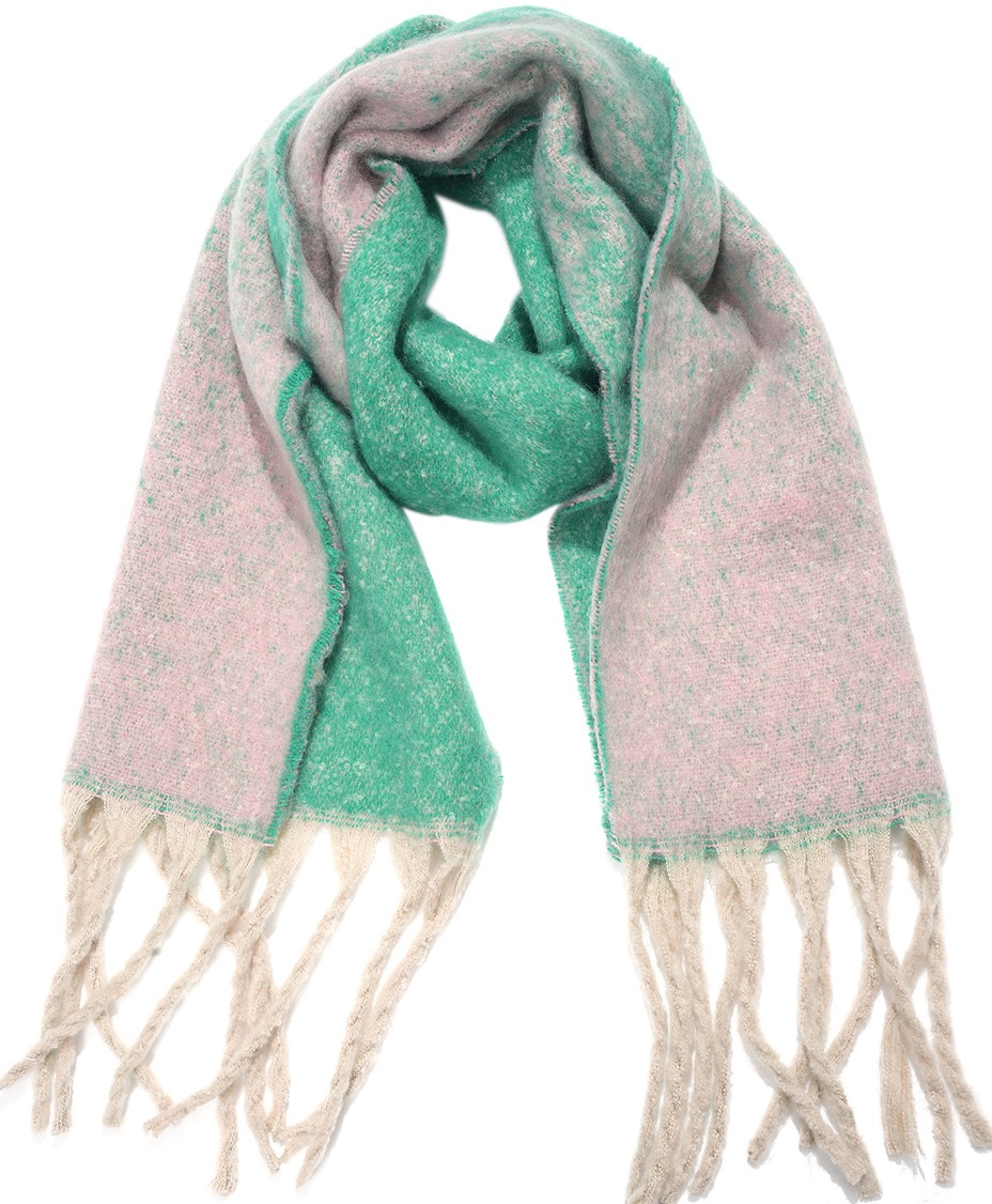 Y-F3.2 SCARF705-176-7 Winter Scarf 190x40cm - Green-Pink