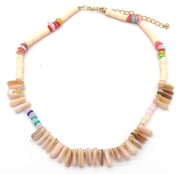 I-F18.2 N536-217 Shell Necklace 42-49cm - Pink