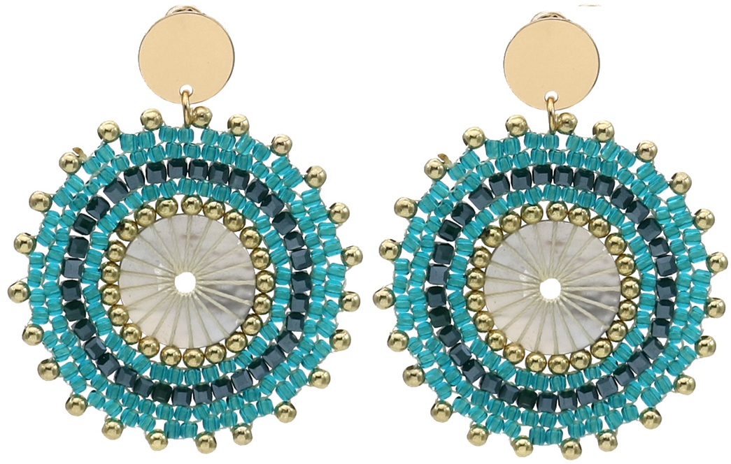 F-D4.3 E2591-133-1 Fashion Earrings Glassbeads 5.5x4.5cm  Blue