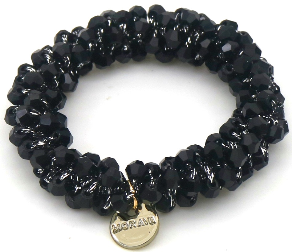 I-D7.3 H1128-001-4 Hair Elastic Glass Beads Black