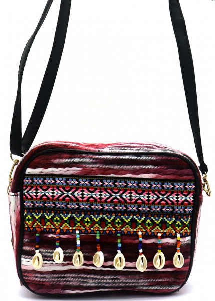 Q-J4.1 BAG606-002C Woven Bohemian Bag Shells Purple 25x20x5cm