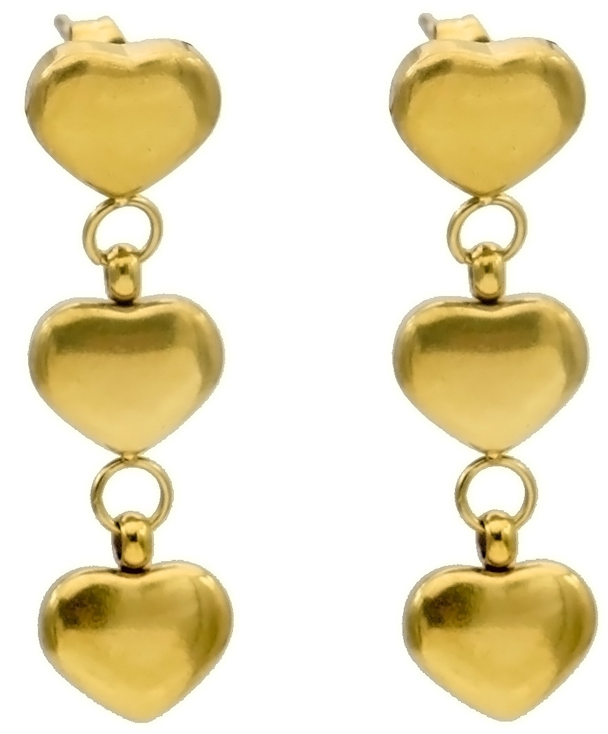G-F5.3 E25106-058G S. Steel Earrings Hearts 3.5cm