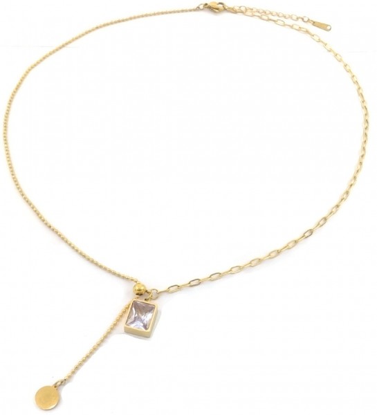 D-D3.2 N088-021G S. Steel Necklace CZ White