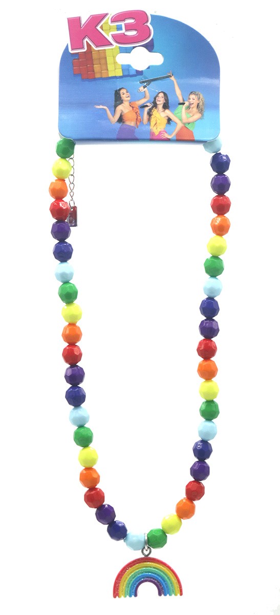 B-F14.2 K3-ZSN031 Bijoux Ketting Multi Color met Regenboog bedel