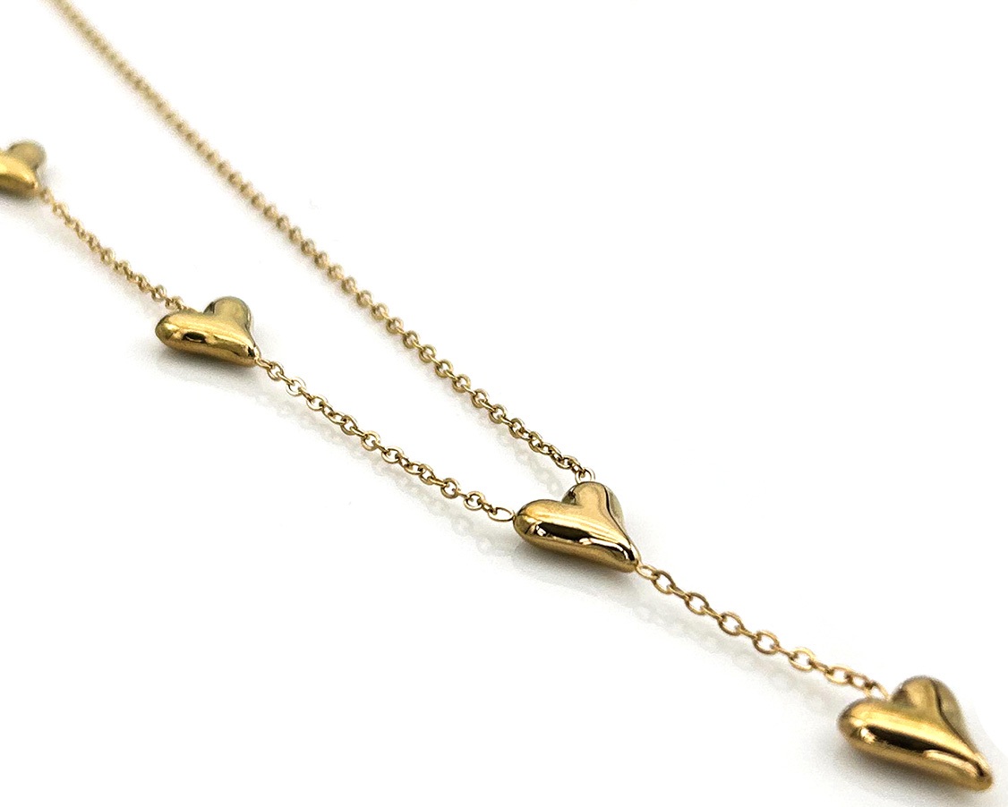 E-D4.3  N1131-017G S. Steel Necklace Hearts 40-45cm