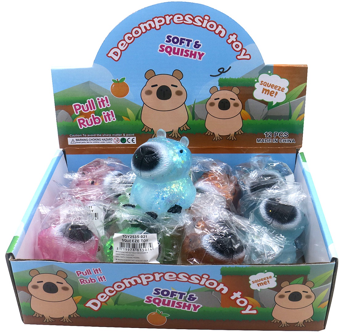 T-H6.2 TOY2535-021 Decompression Squishy Toy 7cm Capybara - 12pcs