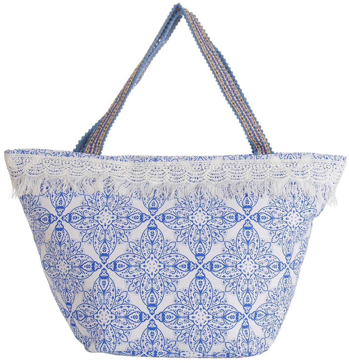 Z-C3.1 BAG1111-004 Beach Bag Tassels 58x36x18cm Blue