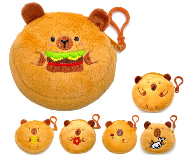 Q-D6.2 KEY1042-003 Plush Wallet Capybara 10.5cm - Mixed Designs 1pc
