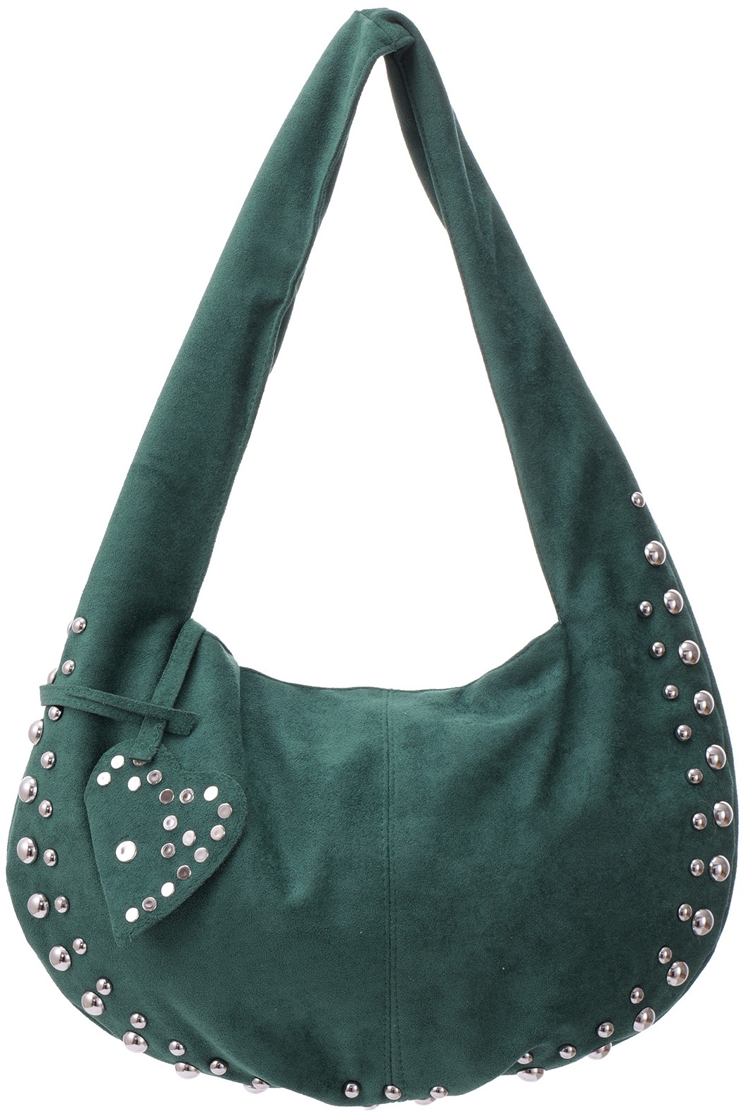 T-I3.1 BAG1117-006-4 PU Bag Suede Look with Studs 36x22cm Green