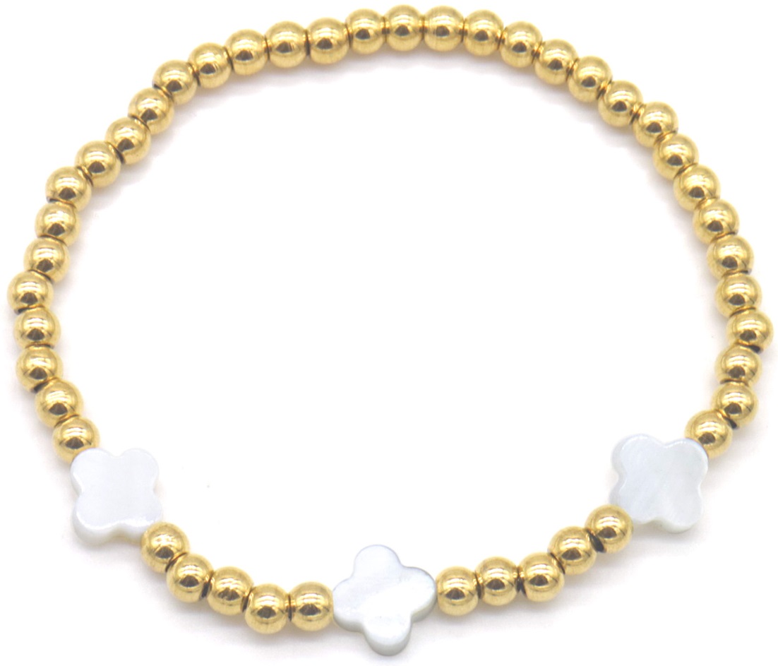B-F22.3 B100-003-5 S. Steel Bracelet Clovers